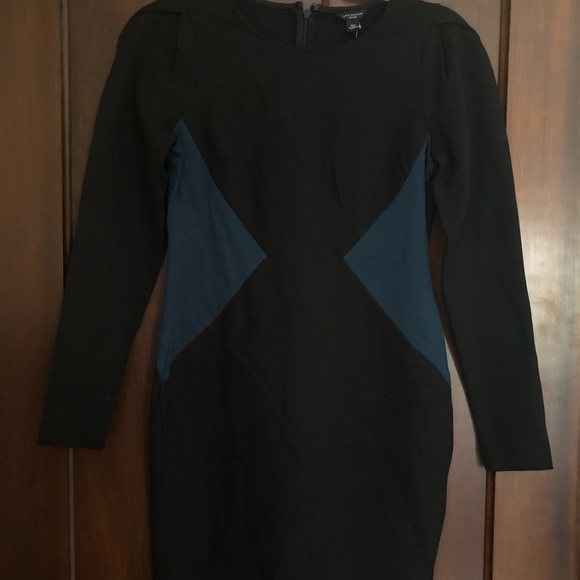 ANN TAYLOR BLACK/TEAL BODYCON MINI DRESS ▪️◼️ - Picture 4 of 4